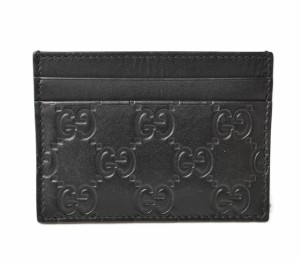 グッチ カードケース/名刺入れ GUCCI パスケース グッチシマレザー ブラック 233166 未使用【中古】