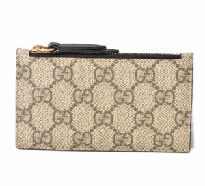 グッチ コインケース/カードケース 男女兼用 GUCCI ミニ財布/小銭入れ GGスプリーム/レザー 431715 GGブラウン/ベージュ【中古】