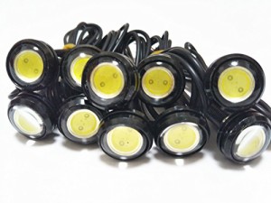 J'z court デイライト LED 防水 イーグルアイ 大玉 23ｍｍ 10個セット 12V 埋め込み (ホワイト/ブラックボディー)