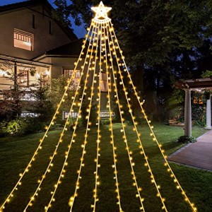 LED ソーラー イルミネーション ライト 電飾 クリスマス 飾り 3.5M 350個LED 8モード ライト ソーラー カーテンライト クリス