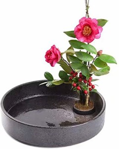 花器 生け花 水盤 生け花用の花器 花瓶 陶器花器 フラワーベース 華道用花器1個入り (黒 20CM)…