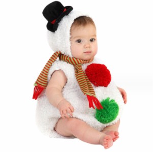 雪だるま 2点セット コスプレ 赤ちゃん スノーマン コスチューム クリスマス 衣装 コスチューム 仮装 baby ベビー服 カバーオール 女の子
