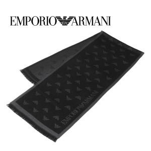 エンポリオ・アルマーニ EMPORIO ARMANI ウールマフラー メンズ（チャコールグレー×グレー）ブランドギフト プレゼント EA-336