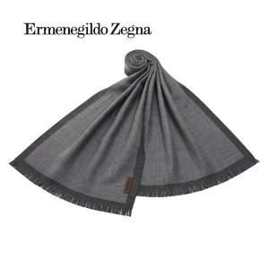 エルメネジルド・ゼニア ERMENEGILDO ZEGNA ウールマフラー（グレー×ブラック）新作 ギフト 祝い 誕生日 バースデー 父の日 プレゼント 