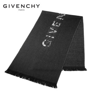 ジバンシー GIVENCHY ウールマフラー ストール（ブラック×グレー）ブランド 新作 ギフト 祝い 誕生日 バースデー 父の日 プレゼント GV-