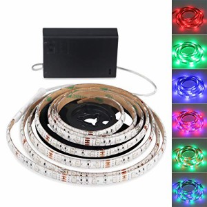 RGB ADPOW LEDテープライト間接照明 屋内外装飾 フルカラー 切断可能 強粘着両面テープ仕様 防水 コントロール付き 2m 120個LED 電池式