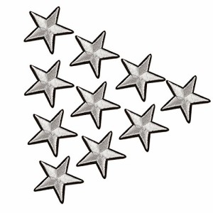 XUNHUI ワッペン銀色星スターアップリケアパレル刺繍手作り手芸(10個セット)