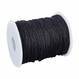 ブラック PandaHall 約100ヤード/巻き 1.5mm ブラック ツイスト ナイロン ロープ 編みコード ナイロン糸 トリムコード クラフトロープ ボ
