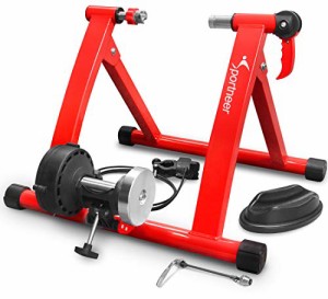 レッド Sportneer 自転車ローラー台 固定ローラー 自転車トレーニング 固定式 6段階負荷調整 マグネット式 26〜28インチに対応 サイクル