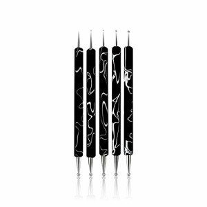 サイズ1 KADS ドットペンネイル ネイルデザインペン/点描ツール 2WAY用 ドット棒 ネイルデコペン ネイルアート装飾ペン 5本/セット(サイ