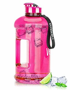 Pink VENNERLI ハーフガロン 水筒 2.2L ラージ スポーツ用 ウォーターボトル ハンドル付き 74オンス ビスフェノール-A不使用 繰り返し利