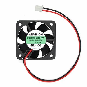 ブラック(12V 40mm 2ピンファン) ANVISION 40mm x 10mm DC 12V ブラシレス冷却ファン デュアルボールベアリング、2ピン