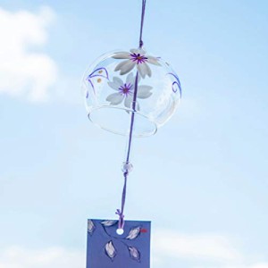 ガラス風鈴 白い桜 HwaGui 2枚セット ガラス 風鈴 夏の風物詩 吊り飾り， 紫短冊 夏ならではの涼しい音色 開催中の風鈴まつり (大丸)