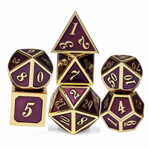 パープルゴールド Yourandoll 7個 亜鉛合金メタルダイス サイコロ多面体ダイスD20 D12 D10 D8 D6 D4 Dungeons and Dragons DND TRPG MTG