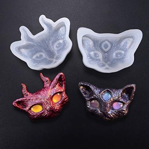 悪魔猫 FineInno 3D 悪魔猫 悪魔 三つ目 ハロウィン ペンダント シリコンモールド エポキシ樹脂 UVレジン型 DIY モールド 2種類 2セット 