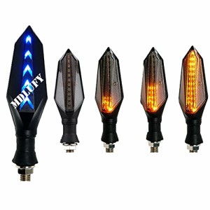 E MDLUFY 流れるウインカー バイクledブルー デイライト 防水 12V 2835 12SMD led バイク前後左右４個入 led 高輝度 二つの色 矢印形 シ