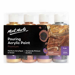 金属色_4oz Mont Marte アクリルポーリング絵具セット 金属色 注ぎ塗料 Pouring Acrylic Set 4 x 120ml ペイン ミックス済み Premixed キ