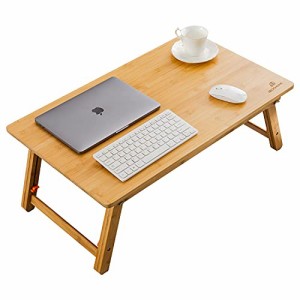 75*45cm ノートパソコンデスク PCスタンド 傷付きにくい 竹製 ベッドテーブル ローテーブル 折りたたみ式 膝上テーブル 高さ調整可能 姿