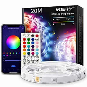 20M IKERY LEDテープライト 20M APP制御 両面テープ SMD5050 24V 4ピン 1600万色 高輝度RGB 切断可能 調光調色 工具不要 入電電圧100V-24