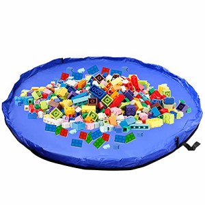 150cm(ブルー) サムコス おもちゃ収納バッグ 子どもプレイマット 大容量 直径150cm 折り畳み式 玩具収納袋 お片付け簡単 収納用品