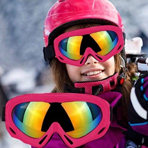 ピンク 子供用 スキーゴーグル スノーボードゴーグル UV400 紫外線カッ 防風/防雪/防塵 山登り/スキーなど用 男女兼用