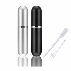 ブラック+シルバー YINKE アトマイザー 詰め替え ポータブル クイック 香水噴霧器 5ml 2色セット 香水スプレーボトル 小分けボトル 香水