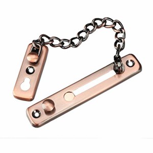 ドアチェーン-ブロンズ ドアチェーン 玄関 ステンレスドアチェーン チェーンロック Door Chain Lock 部屋 押しボタン式ドアガード ドア用