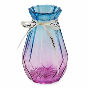 C-ブルーとパープル OFFIDIX 花瓶 ガラス製 フラワーベース おしゃれ 花器 水耕栽培 インテリア飾り ブルーとパープル