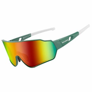 緑白 ロックブロス 偏光サングラス 釣り 調光サングラス スポーツサングラス 軽量 UV400 自転車 ゴルフ 登山 ピクニック 防風 メンズ(緑