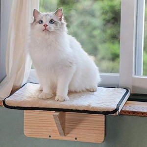42L x 29W x 15H cm Petsfit 猫窓用ベッド キャットソファー ウインドウベッド マット付き 取り付けタイプ 日向ぼっこ