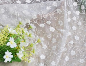 IRIZ130*90cm メッシュレースファブリック水溶性花蕾花柄刺繍 ハイエンド子供服婦人服生地生布