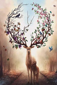 自然と鹿 ジグソーパズル 1000ピース 鹿 パズル 絵画 自然 動物 おしゃれ インテリア プレゼント（70×50cm）