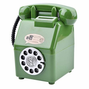 グリーン 貯金箱 公衆電話 500円玉 ダイヤル式 昭和 80’s レトロ 玩具 おもちゃ ATM 雑貨 (緑)