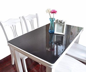 90*150cm_ブラック(厚さ1mm) IVERNA IYHUO PVC製 テーブルマット テーブルクロス デスクマット ビニールマット テーブルカバー 長方形 正
