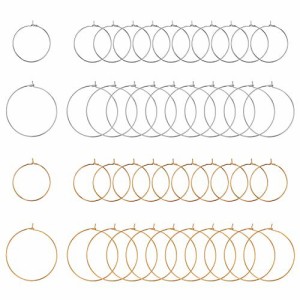 2色-60個_25/35mm UNICRAFTALE 60個 2種サイズ 2色 25/35mm フープイヤリング ステンレス製ワイングラスチャームリング 細め 細い ピアス