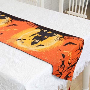 trick or treat テーブルランナー ハロウィン 飾り 33*180cm ポリエステル製 刺繍 食卓カバー 食卓飾り 断熱 滑り止め 自宅 お店用 パー