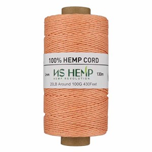 08# コーラル_130メートル 【NS HEMP】(ヘンプ100%) 麻紐1mm 麻紐 手芸 (08# コーラル， 130メートル)