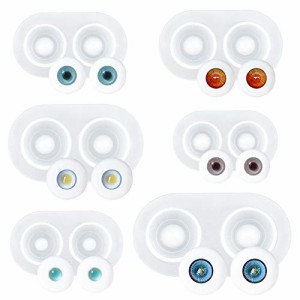 6個 WANDIC ドールアイモールド， 6個セット 眼球ドームシリコーン型 樹脂眼球型 BJD人形ヘビー瞳孔アイクリアシリコンモールド DIYクラ