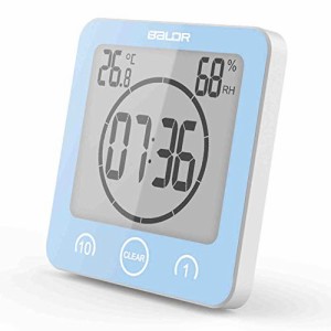 ブルー BALDR防水時計 デジタル 温湿度計 防水LCD大画面 シャワー時計 温度 湿度 デジタル 液晶 吸盤 壁掛け 置き時計 お風呂 防水クロッ