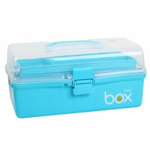 Sky-blue NUOLUX ツールボックス 工具収納 三層 小物収納ケース 画材収納ボックス 絵画ボックス 裁縫箱 大容量 携帯便利 ペイントツール 