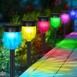 ６個 ガーデンライト 屋外 ソーラーライト RGB雰囲気ライト 多色変化 7色 自動点灯 太陽光パネル充電 IP65防水 景観照明 LEDライト 取付