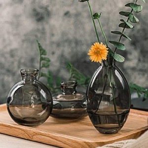 グレイ セット（3つ入り） 花瓶 北欧 水栽培 3つセットガラス 花器 小の フラワーベース ガラスベース 3つセット ガラスボトル アレンジ 