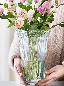 ブルー 花瓶 ガラス おしゃれ 広口 花瓶 北欧 ブルー フラワーベース 花器 バスケット ガーデン ガラス グラデーション 現代 シンプル 透