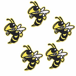 マルチ*， B-Bee_Pack of Five Harsgs Hornet Angry Bee Patches， Embroidered Iron On/Sew On Patches， Cute Applique Patches for Cl