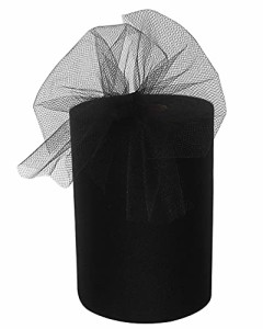 ブラック himsyuden チュールロール 生地 幅15cm 91m/巻 ソフトレース メッシュ布 結婚式 パーティー ドレス チュチュスカート 装飾 約91