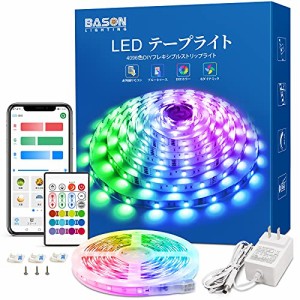 15m非防水(15m*1) BASON LEDテープライト 15M RGB APP リモコン制御 音楽テープライト 調色調光 DIY可能 DC24V電源 超高輝度 間接照明 取