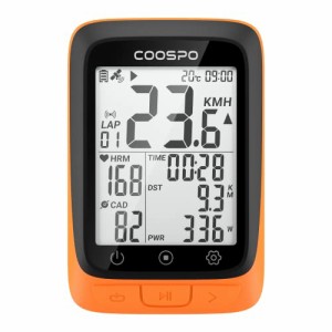 オレンジ COOSPO サイクルコンピュータ GPS サイコン サイクリングコンピュータ 無線 ワイヤレス 自転車スピードメーター バッテリー内臓