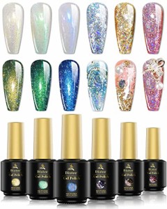 Biutee カラーネイルジェル 6色 8ml 偏光ミラージェル ユニコーン キラキララジェル ラメ入り 初心者 ネイルジェルセット ネイルアートDI