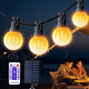 6.5m SIATOM LEDストリングライト ソーラーライト 6.5m 10+2個 LED電球 E12口金 G40 IP65防水 電球色 夜間自動点灯 キャンプ用 ガーラン