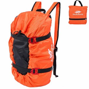 オレンジ クライミングロープバッグ、オックスフォードクロス防水折りたたみ式パック可能大容量キャンプバックパック丈夫なハードウェア
